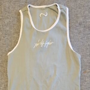 Zara Gray Tank Top with White Trim